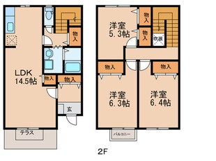 クレール琴山Ｂ棟の物件間取画像